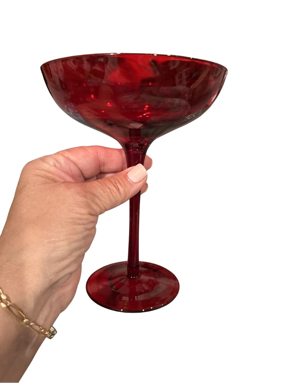 Pottery Barn Red Antionette Champ Coupe Set of 4